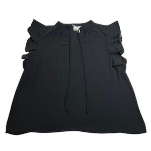 Nordstrom Rack Split Neck Flutter Sleeve Blouse Size Large Office Minimalist